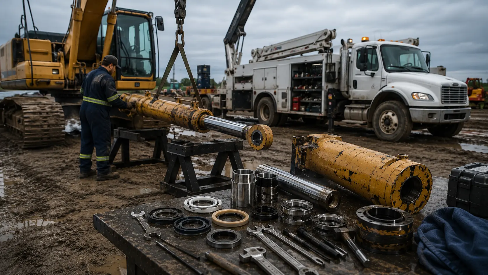 Mobile hydraulic repair example for job-site cylinder turnaround