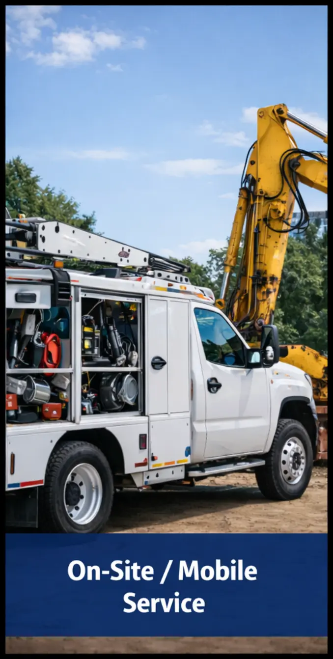 Mobile hydraulic service truck providing on-site cylinder support